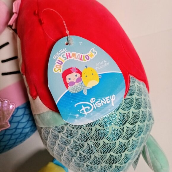 Squishmallow Plush Mermaid Bundle Ariel Flounder and Hello Kitty - Picture 4 of 8